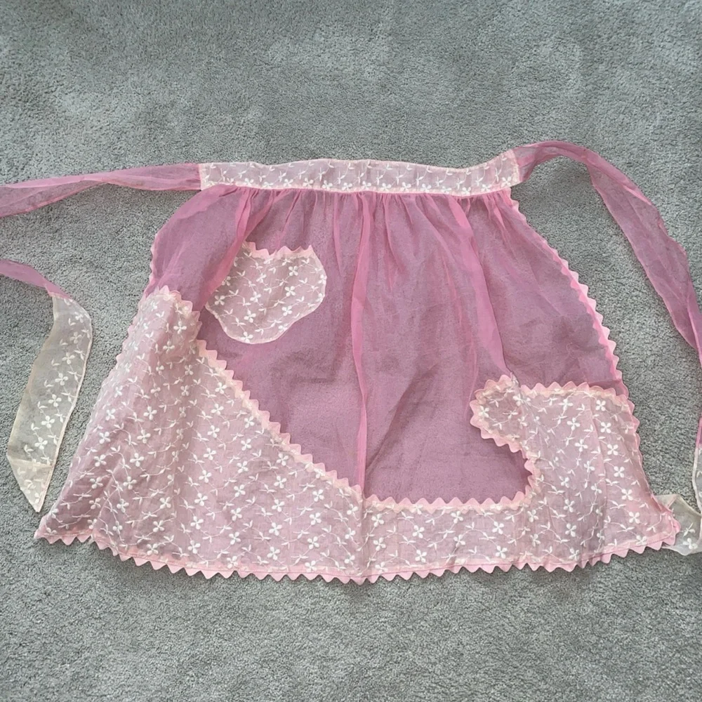Vintage‎ Organza Pink Women’s Half Waist Kitchen Apron